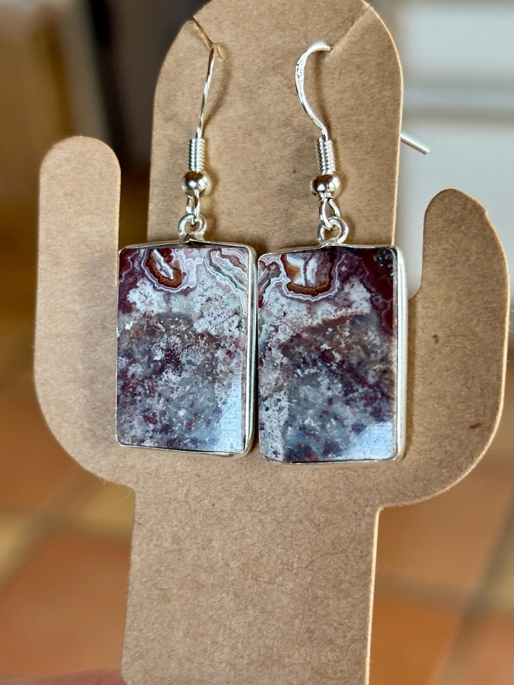Crazy Lace Agate (Laguna Lace) Crystal Earrings – Sterling Silver 925